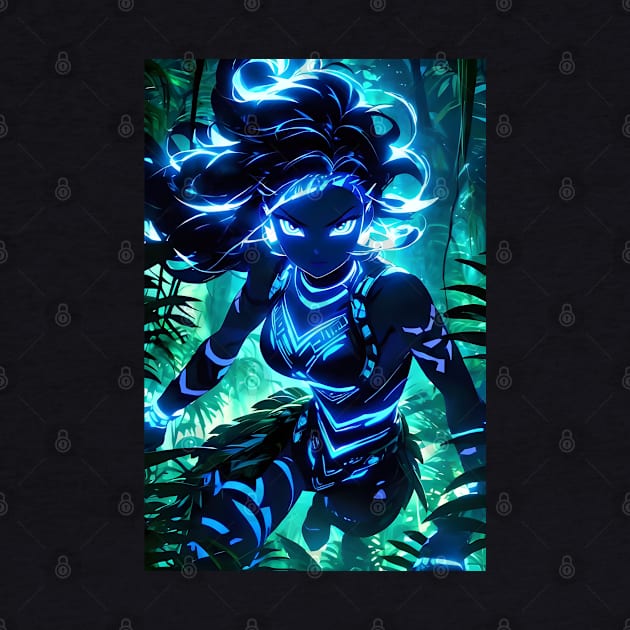 Bioluminescent girl in jungle by Spaceboyishere